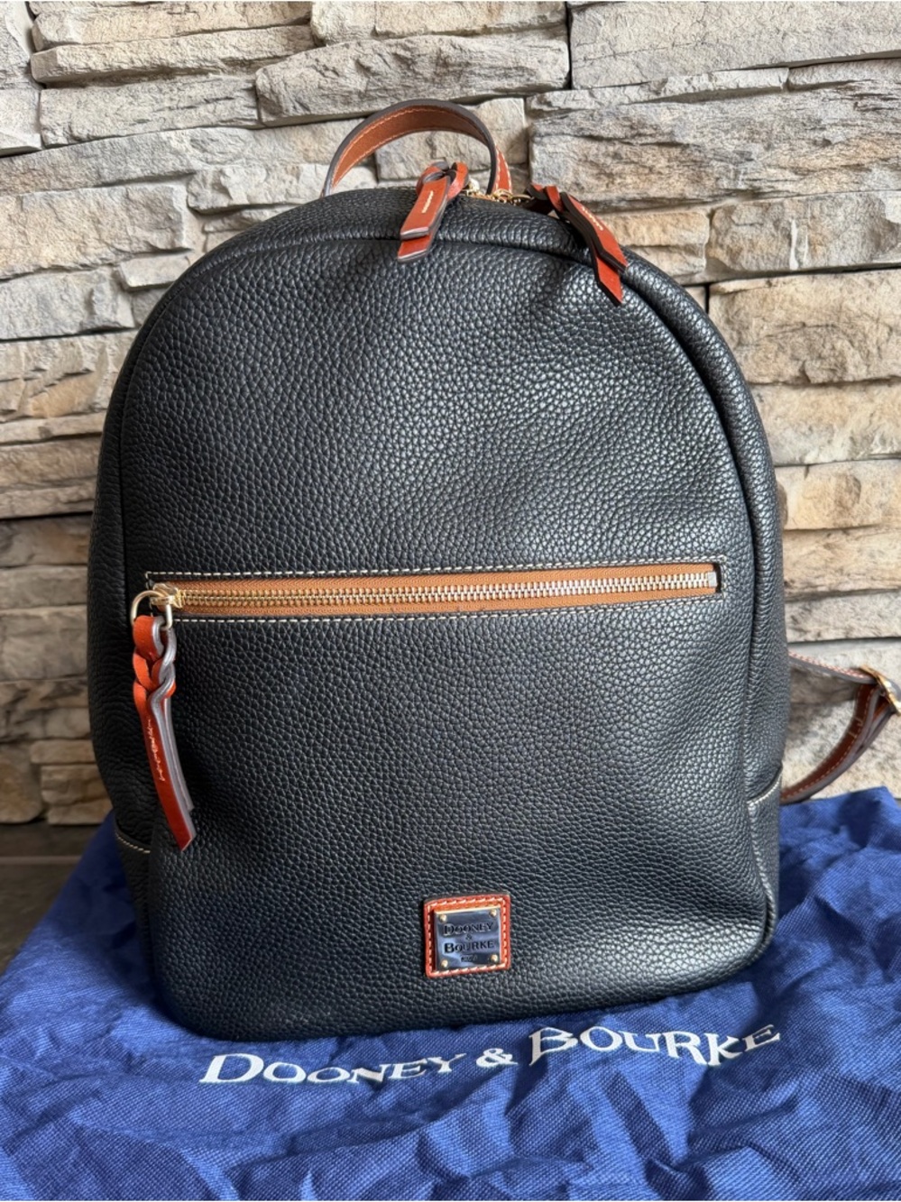 Dooney & Bourke Black Pebbled Leather Backpack